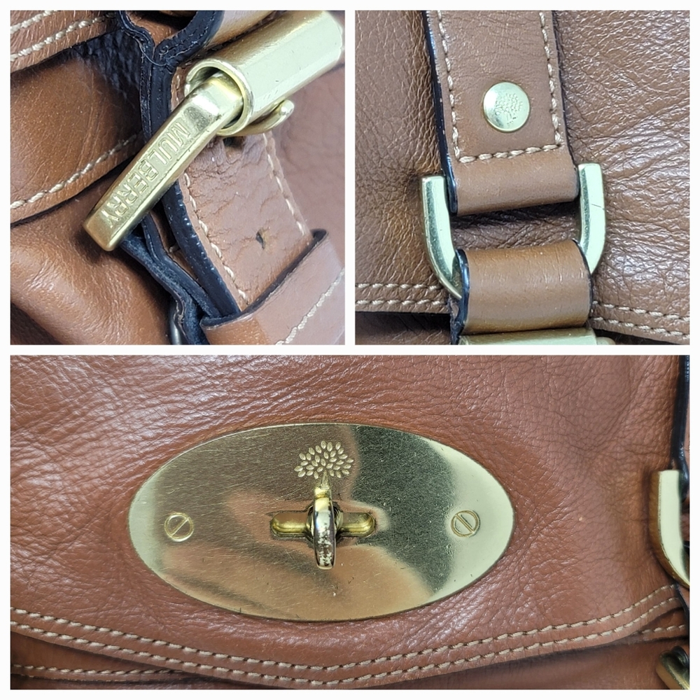 Mulberry Alexa Oak Soft Buffalo Leather Medium Satchel Shoulder Hand Bag - Picture 6 of 12